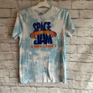 PREOWNED SPACE JAM A NEW LEGACY BLUE TIE DYE SHIRT WOMENS SMALL S